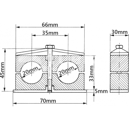 5x OBEJMA PODWÓJNA 20 mm MOCOWANIE PRZEWODÓW HYDRAULICZNYCH